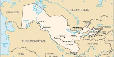Карта гарадоў Узбекістана