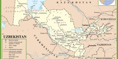 Карту Узбекістана палітычныя 